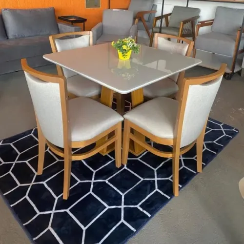 Mesa de Jantar Rubi com 4 Cadeiras Marina 90x90 Direto da Fabrica
