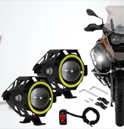 Kit Farol Milha Moto Angel Eye U7 Led Auxiliar Neblina IP67