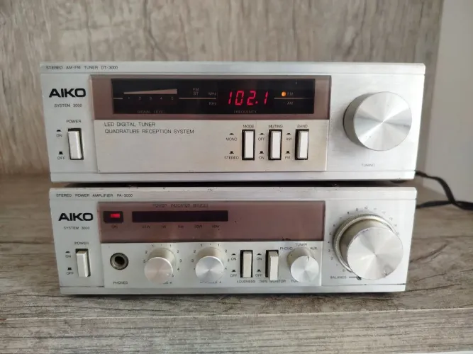 Conjunto Aiko 3000, amplificador e tuner. N gradiente, polyvox, technics, marantz, sansui