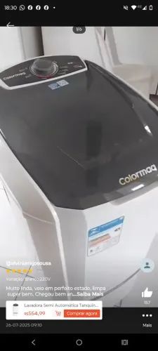 Vendo tanquinho Colormaq 10 kilos voltagem 127.00 pouco uso