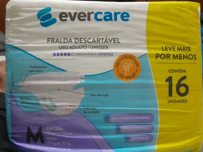 Fraldas descartaveis EVERCARE uso adulto/unissex. tamanho M, G e Extra grande