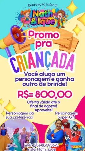 Recreação infantil e personagem vivo