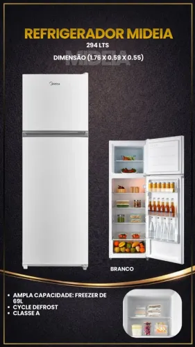 Geladeira Duples Midea 294L Nova