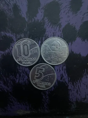 moedas antigas 5, 10 cruzeiros 1991