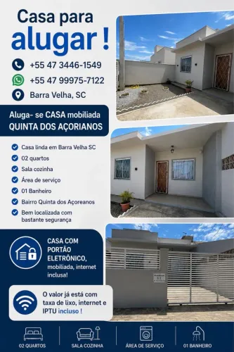 Casa mobiliada em Barra Velha Aluguel ou Venda R$350.000,00 porta fechada