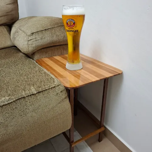 Mesa de Canto Auxiliar de Madeira Maciça - Feita à Mão / Artesanal