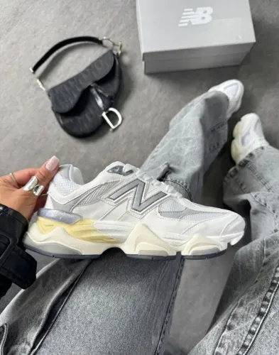 Tênis New Balance 9060 Couro Prime Unissex Branco/Cinza (Foto Real)