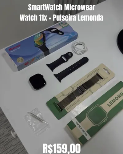 Smartwatch Microwear Watch 11X + Pulseira Extra Lemonda + Carregador