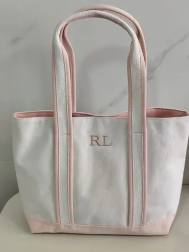 bolsa tote ralph lauren branca e rosa, linda demais!<br>e rosa