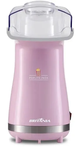 Pipoqueira Elétrica Sem Óleo Britânia Poplite Inox Rosa 1200W Até 3,5 Minutos 127V