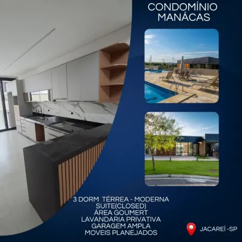Casa Térrea Moderna 3 Dorms (1 St c/ Closet) Gourmet - Bosque dos Manacás