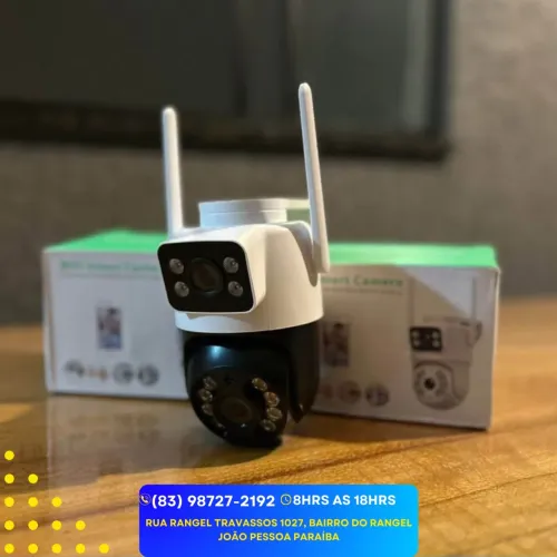 Câmera de segurança wi-fi a prova d'água com câmera dupla em Full HD, com rotação 360