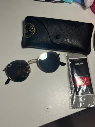 Óculos ray ban redondo espelhado original 