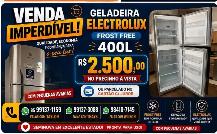Geladeira Electrolux NOVA (pequena avaria)