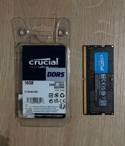 Memória RAM Crucial DDR5 16GB 4800MHz CL40 SODIMM para Notebook
