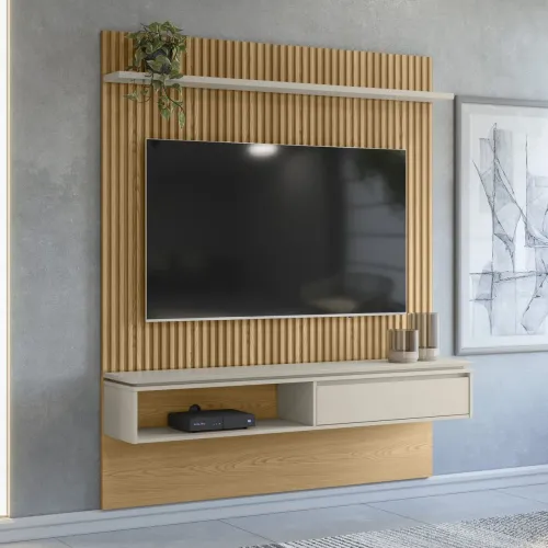 Painel Ripado para TV até 65 Polegadas MDF 155cmx185cm