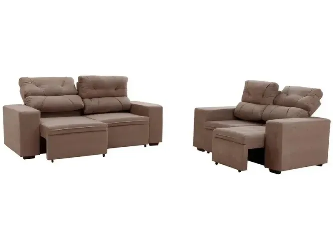 Conjunto de Sofás 2 e 3 Lugares Retrátil 