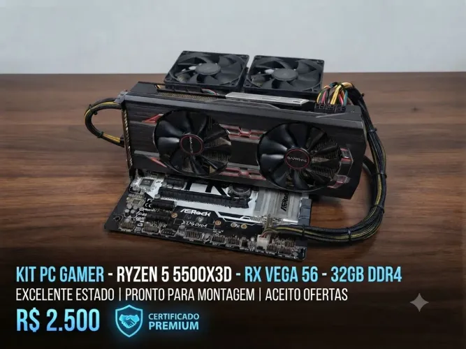PC Gamer de Alta Performance (Sem Gabinete) - Ryzen 5 5500X3D + RX Vega 56