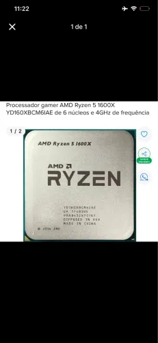 Processador Ryzen 5 1600x 