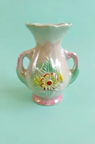 Vaso ânfora em porcelana Lusterware, década de 1960 de origem japonesa 