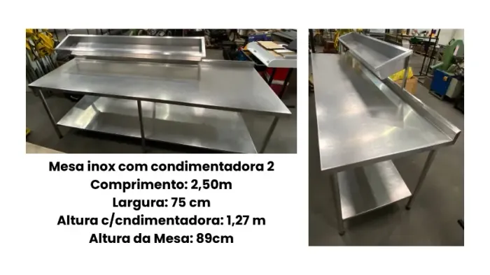 Kit 2 Bancadas Inox Industriais com Condimentadoras