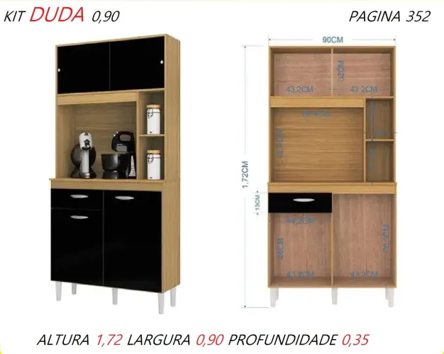Armário kit cozinha 90 cm