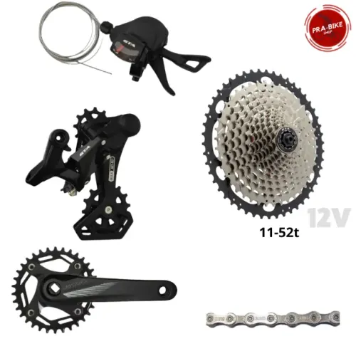 Kit Grupo Transmissão 12v Corrente Cassete 11.52 Cambio Bike Mtb Gta