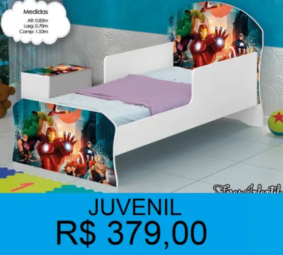 camas juvenil adesivada temos de vários personagens - a pronta entrega  
