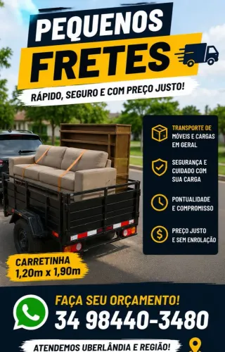 Pequenos Fretes, Entregas e Transporte de Móveis | Uberlândia e Região
