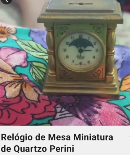 Relógio de Mesa Miniatura Perini Quartz Vintage Dourado