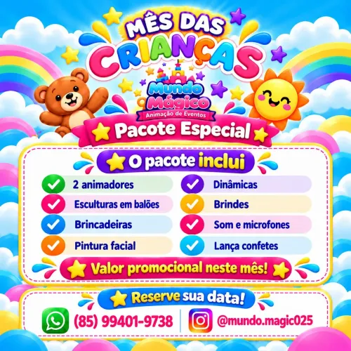 Animação Infantil para o Mês das Crianças - 2 Animadores