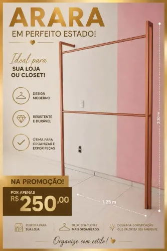 Promoção por apenas 250 Arara pra loja e closet em perfeito estado completa só no ponto
