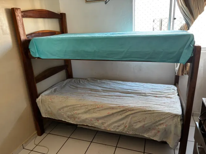 Cama beliche solteiro, madeira pau d'arco