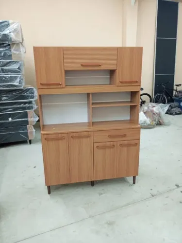 Armário de Cozinha Icaraí 100% MDF Tuboarte 7 Portas e 1 Gaveta - canelato