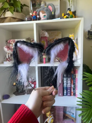 Orelha gato realista para cosplay e fantasia