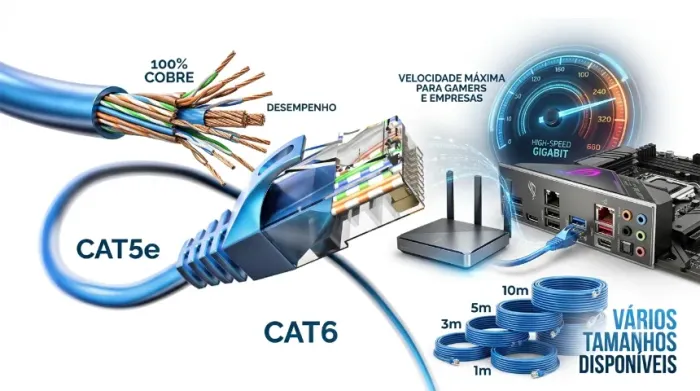 Cabo de rede Cat5e Cat6 Rj45 Internet