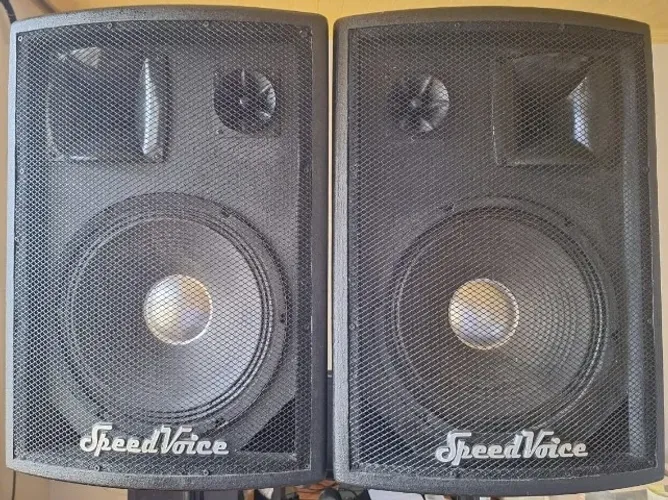 ? 2 Caixas de Som Passivas SpeedVoice 12? + 2 Tripés - Excelente Estado