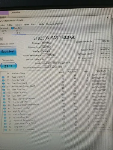 Hd sata para notebook 250 gb