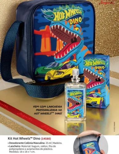 Kit Lancheira Hot Wheels Dino com Perfume