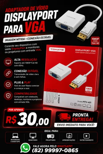 Adaptador DisplayPort P/VGA