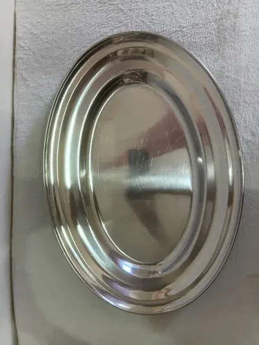 Bandeja Travessa Oval de Aço Inox Fracalanza 41cm x 29 cm