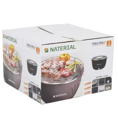 Churrasqueira Portátil a Carvão 23x35cm Table Grill Preto Naterial