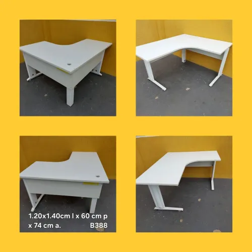 Mesa escritório em L branca
