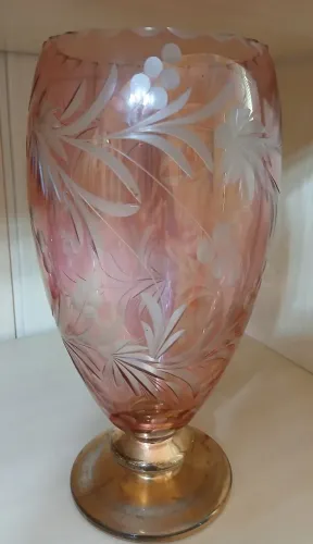 Vaso de Vidro Cranberry Vintage - 31 cm - Anos 50/60 Peça de Colecionador