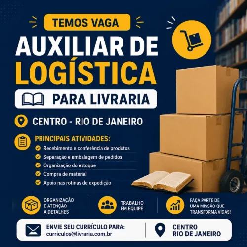 Auxiliar de Logística para e-commerce de Livraria Evangélica - Centro - Rio de Janeiro