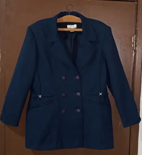 Sobretudo Feminino Social Alfaiataria Azul Marinho Elegante Inverno 48