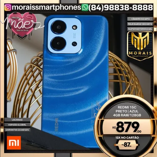 Xiaomi Redmi 15c - Azul, Preto - 128GB | 4GB RAM - LACRADISSIMO | ENTREGA IMEDIATA |