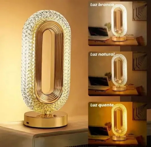 Luminaria de mesa cristal sem fio Átomo 