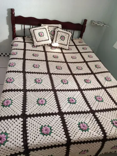 COLCHA CAMA CASAL CROCHÊ
