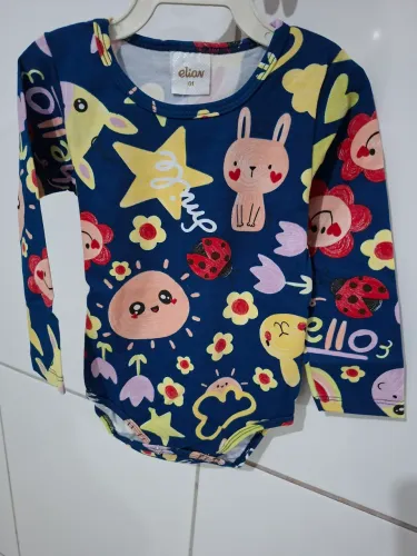 Body Infantil novo 96% algodão coelhinhos, flores, estrela e joaninhas